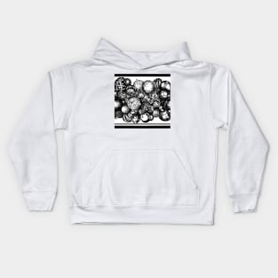 Rows of Christmas Ornaments Black & White Kids Hoodie